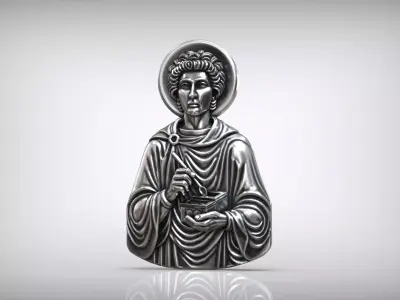 Saint Panteleimon Orthodox Pendant with Healing Symbolism Medal 3D print model