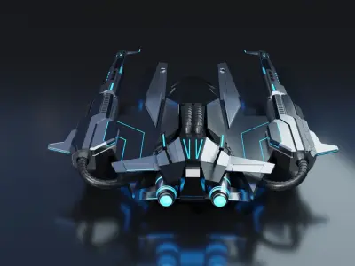 Sci-Fi Fighter Spaceship - mk-74 Low-poly 3D model