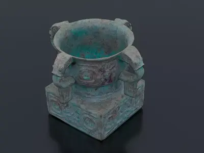 Ancient Chinese Ritual Bronze Ding Low-poly 3D model