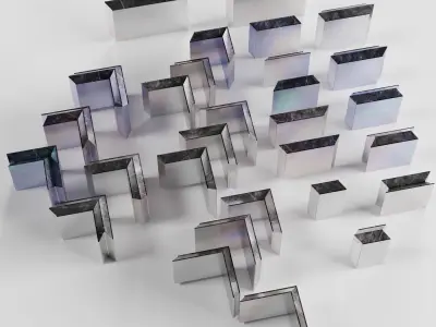 Chevron Interlocking Lead Block Radiation Shielding Low-poly 3D model