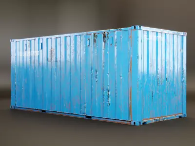 Intermodal Shipping Container 20-foot-long Rusted Low-poly 3D model