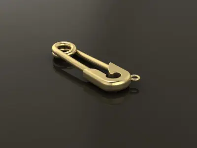 Safety Pin Pendant 30MM WIDTH LENGTH MID SIZE 3D print model