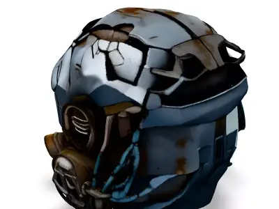 SciFi Helmet with Cracked Visor Low-poly 3D model