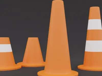 Traffic Cones Low-poly 3D model purchase