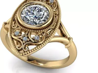 Antique decorative vintage style ring 3D print model