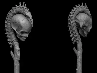 Ritual staff - Game Ready Low-poly 3D model