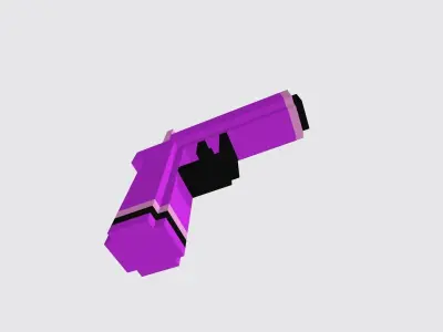 Voxel Pink Pistol Gun Low-poly 3D model