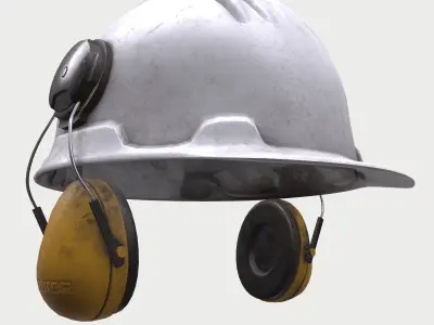 Safety Ear Muffs Hanging Helmet Low Poly Low-poly 3D model