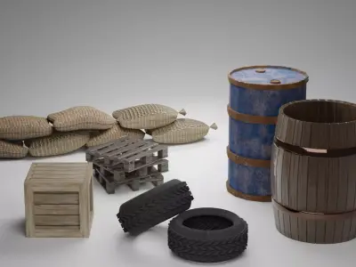 PBR Industrial Barrels Pack 3D model