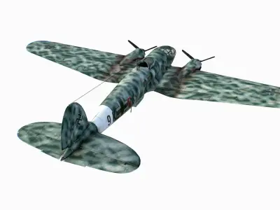 German medium bomber Heinkel He 111 series Low-poly 3D model purchase