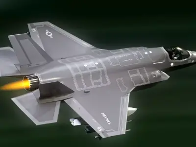 F35B Lightning II -Rigged - with high resolution cocpit Low-poly 3D model