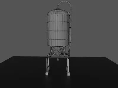 Game Ready Old Industrial Silo without textures Low-poly 3D model