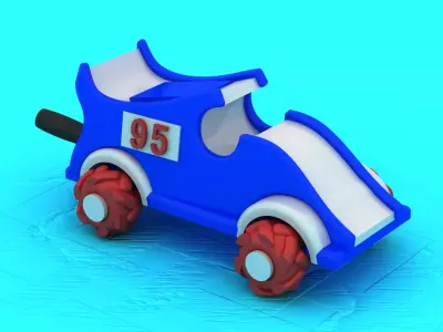 3D Toy Race Car with Bold Blue Design and Number 95 3D print model
