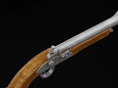 Flintlock Pistol Low-poly 3D model 3