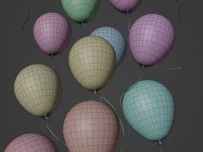Set of colorful balloons Free low-poly 3D model
