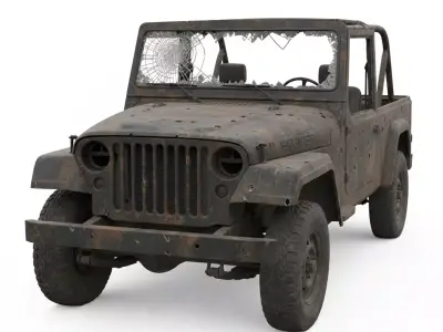 Destroyed Military Jeep 4x4 3D Model  Low-poly 3D model