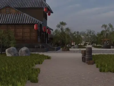 Traditional Village Scene 3D model
