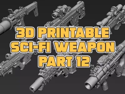 3D Printable Sci-Fi Weapon Part 12 3D model