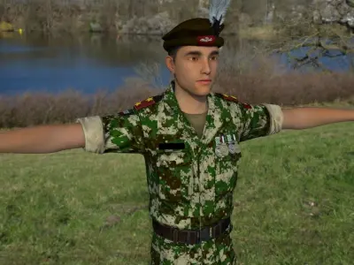 soldier russian in camouflage uniform Low-poly 3D model