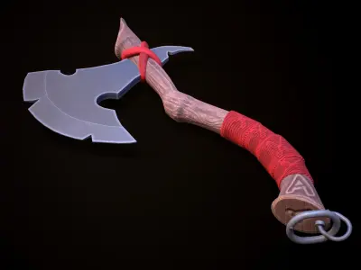 Stylized Axe Low-poly 3D model 4