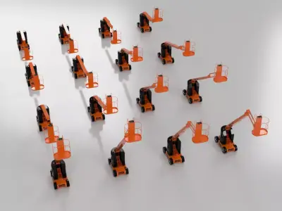 Articulating Boom Lift 3D Model Pack - 16 Poses 3D model
