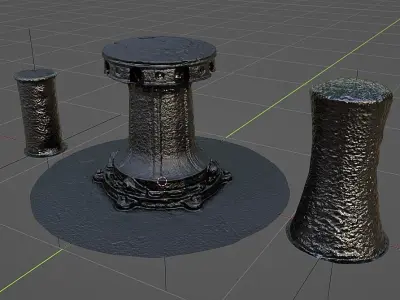 Capstan and Bollards Nautical Clean Photo-Scans Low-poly 3D model