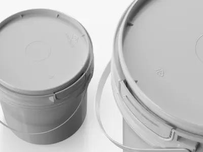 Polypropylene Bucket with Tear Tab Lid White 3D model