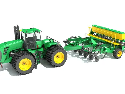 Tractor with Seed Drill 3D model get