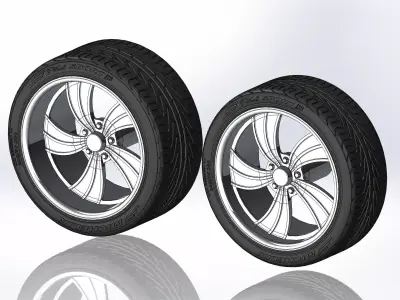 Set of custom wheels Intro Twisted Vista II for your scale model 3D print model
