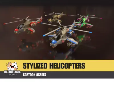 3D Stylized Helicopters - Cartoon Assets Low-poly 3D model