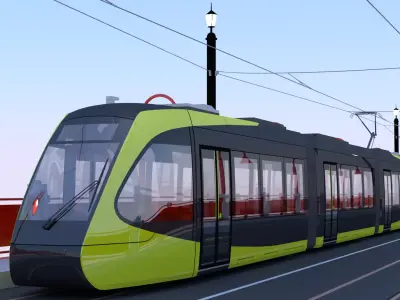 Bridge with Utsunomiya tram 3D model