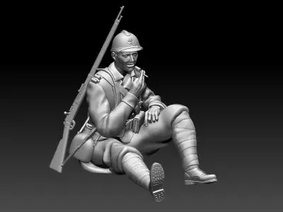 French soldier ww2 3D print model