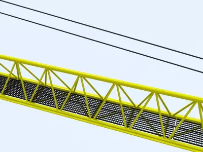 Rigged Luffing Crane  Tower Crane Low-poly 3D model