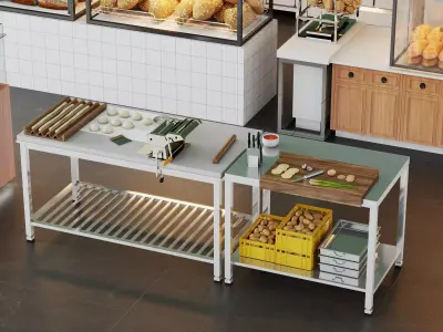 Bakery Equipment Commercial Display Pack PBR Game Ready Low-poly 3D model