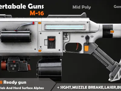 Convertable Guns M16 Low-poly 3D model