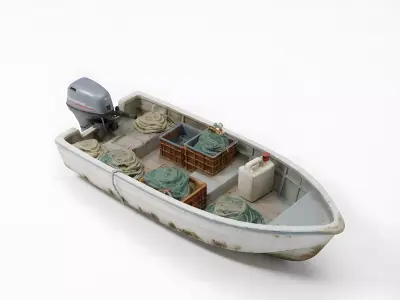 Small Artisanal Fishing Panga Boat 3D Model Low-poly 3D model