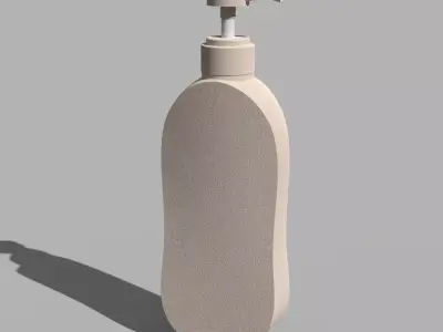 Beige-colored plastic pump bottle with a matte Low-poly 3D model