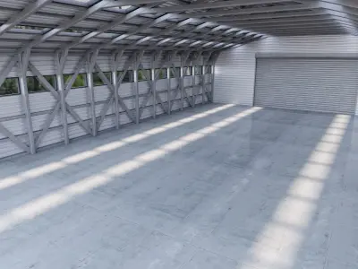 Hangar - Warehouse interior 01 Low-poly 3D model