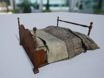 Old Cozy Bed - PBR Low-poly 3D model