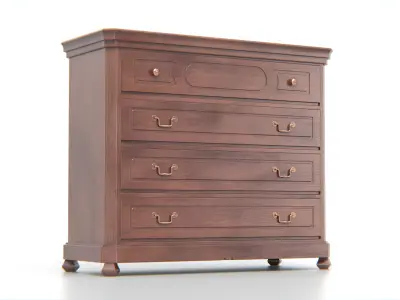 Antique Wooden Chest of Drawers 02 Low-poly 3D model