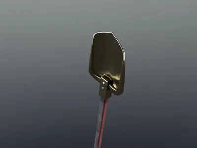 Shovel - Gold Low-poly 3D model