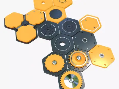 Modular SciFi Hex Constructor M1 3D model