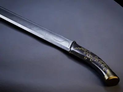 Sword and Scabbard - Elven Low-poly 3D model