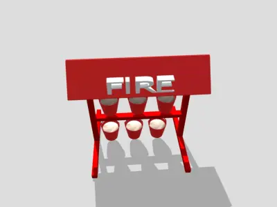 Fire sand bucket red  Low-poly 3D model