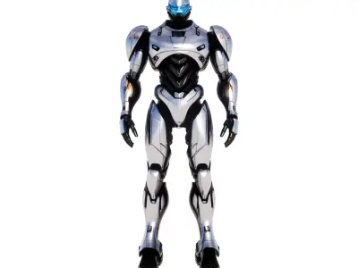 Futuristic Silver Sci Fi Robot 3D model