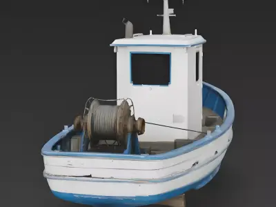 Realistic Weathered Fishing Boat 3D Model Low-poly 3D model