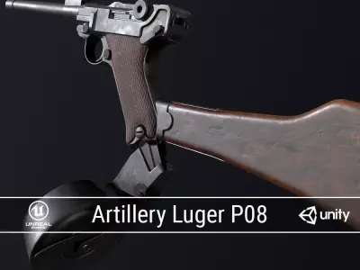 PBR Artillery Luger P08 Low-poly 3D model