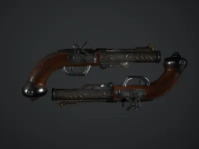Flintlock Pistol Low-poly 3D model get