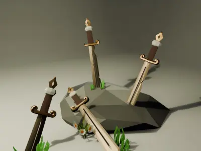 High-Quality Low Poly Sword Pack Low-poly 3D model