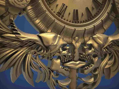 Carved clock for 3D printing and CNC 3D print model 23